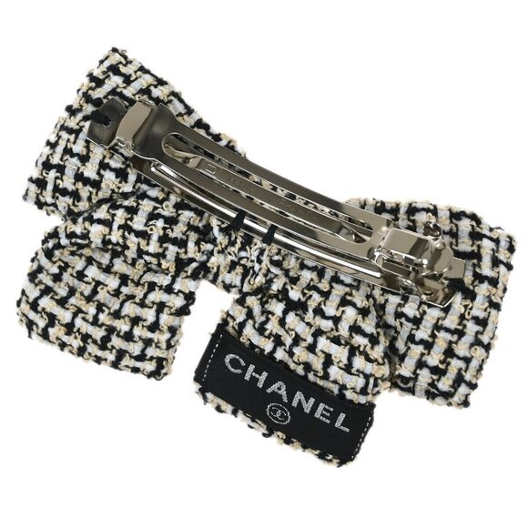 Chanel Hair Clip Bow Hairpin Barrette White 14C 124918 main image 5